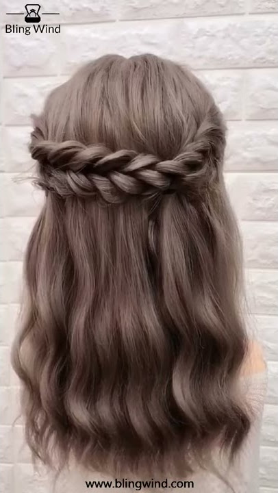 Semi-crown Braids Waterfall Half Updo