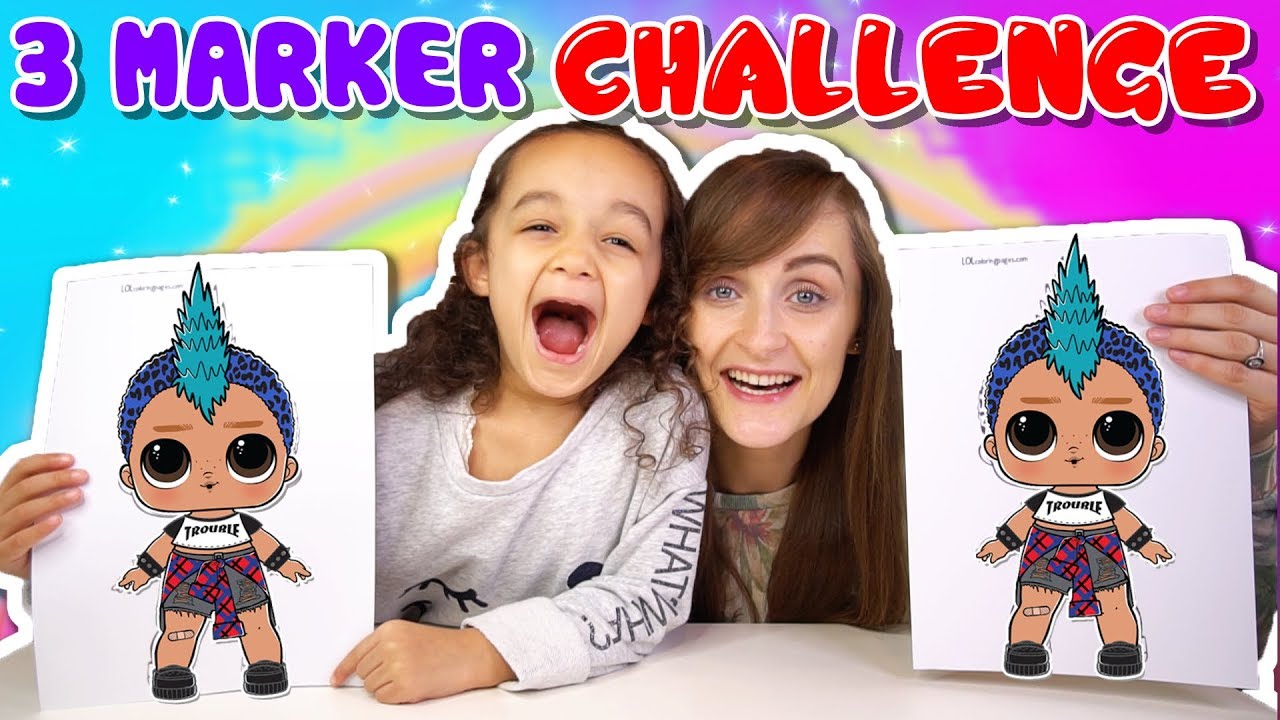 Download 3 Marker Challenge Lol Surprise Series 3 Wave 2 Confetti Pop Kid Vs Parent Youtube
