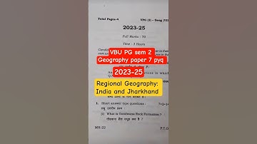 vbu pg geography sem 2 pyq|regional geography #song #love #hindisong #motivation #vbu #vbupyq #pyq