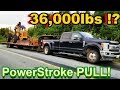 FORD PowerStroke!!! PULLS 36,000lbs!?!? WE BROKE THE TRAILER (Skidder Pull #2)