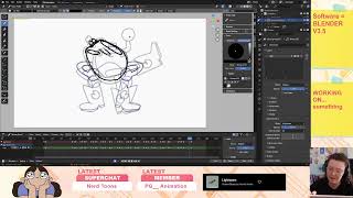 Working on 2D Animation in Blender Grease Pencil :) CO-WORKING Stream!