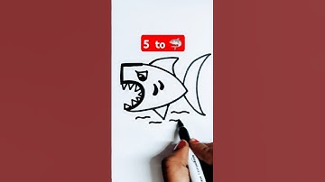 Draw 5 to 🦈 easy drawing step by step ideas for kids #easy drawing #kids #shark #viral #stepbystep