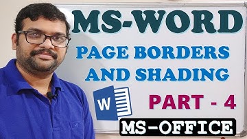 PAGE BORDERS AND SHADING - MS-WORD PART-4