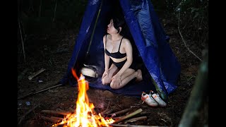 24 HOURS ALONE NIGHT CAMPING IN THE FOREST  RELAX IN THE TENT WITH THE AMAZING SOUNDS OF NATURE