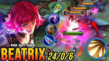 24 Kills!! Best Beatrix One Shot Build and Emblem!! - Build Top 1 Global Beatrix ~ MLBB