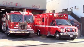 Long Beach Fire Dept. Engine 3 & Rescue 3 Responding