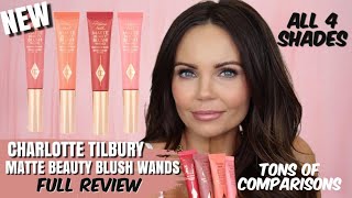NEW CHARLOTTE TILBURY MATTE BEAUTY BLUSH WANDS REVIEW | TONS &amp; TONS OF SHADE COMPARISONS |