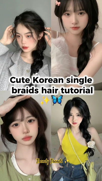 Cute Korean single braids hair tutorial ✨#trending#viralshorts#shorts#fyp#tiktok#hairstyle#aesthetic