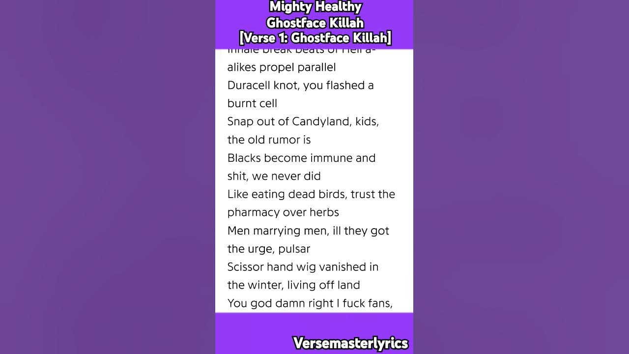 Mighty Healthy Ghostface Killah [Verse 1: Ghostface Killah] #hiphop #rap #verse #lyrics #nelly