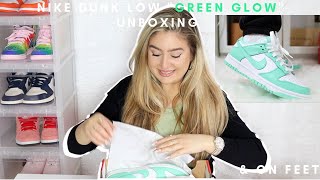 NIKE DUNK LOW "GREEN GLOW" UNBOXING In Hand Up Close Look On-Feet & Review