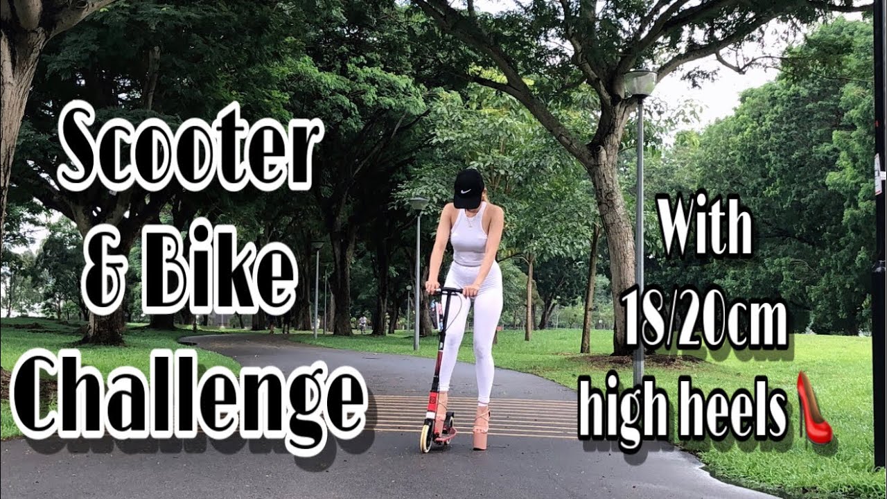 Riding a Scooter & Bike with 18/20cm high heels | Tin Yangson
