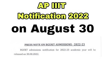 AP IIIT Notification 2022 |Rgukt-IIIT Notification 2022