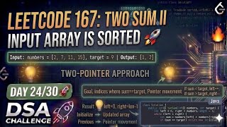 LeetCode 167: Two Sum II (Input Array Is Sorted) 🚀 | Day 24/30 DSA Challenge | Java Solution