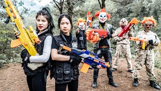 LTT Films : Black Warriors Silver Flash Action Nerf Guns Fight Crime Group Mr Tiger Mask Crazy