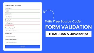 How To Create A Form Validation Using HTML CSS & JavaScript
