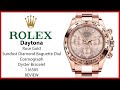 ▶ Rolex Daytona Rose Gold Sundust Diamond Baguette Dial &amp; Gold Bezel Oyster Bracelet 116505 - REVIEW