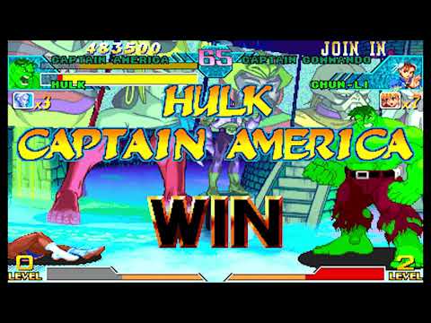 Marvel vs Capcom 1 ( Arcade ) - Hulk / Captain America Playthrough ( Aug 18, 2017 )