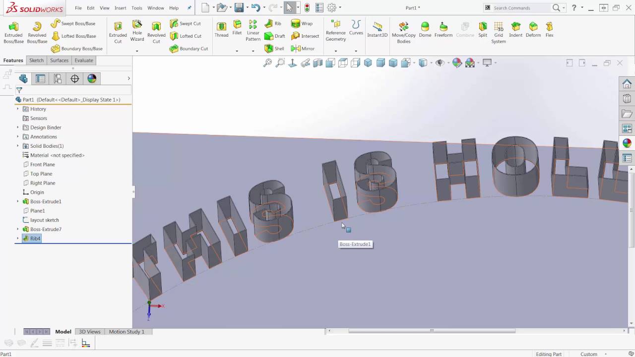 SOLIDWORKS How to Make Hollow Text YouTube