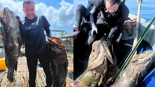 25kg and 21kg MONSTER  Bumblebee Grouper nahuli sa TAWi-TAWI! Spearfishing Philippines E6 Sitangkai