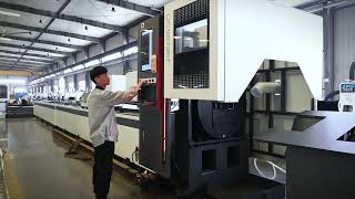 12m automatic stainless metal steel tube pipe fiber laser cutting machine #lasercutting #lasercutter
