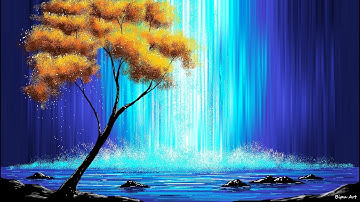 Waterfall Scenery Drawing | How to Draw in Ms Paint |drawing in paint in computer | Ms paint drawing