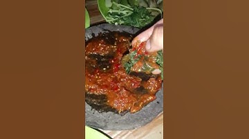 daun singkong rebus cocol dengan sambel terasi set set dah lidahnya