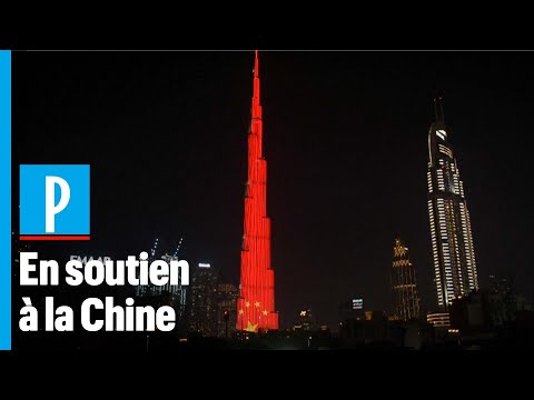 Coronavirus: la plus haute tour du monde passe aux couleurs de la Chine Coronavirus: la plus haute tour du monde passe aux couleurs de la Chine