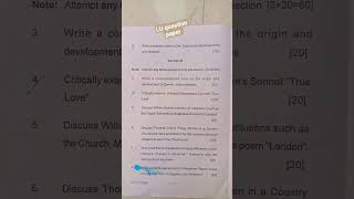 #lucknow University #question paper#english literature #paper 1# major#semester 1