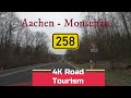 Driving Germany: B258 Aachen - Monschau - 4K drive through the north part of Eifel mountains