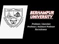 Berhampur University Recruitment Update 2026 || Odisha Job Notification Apply Now 👇|| faculty Posts