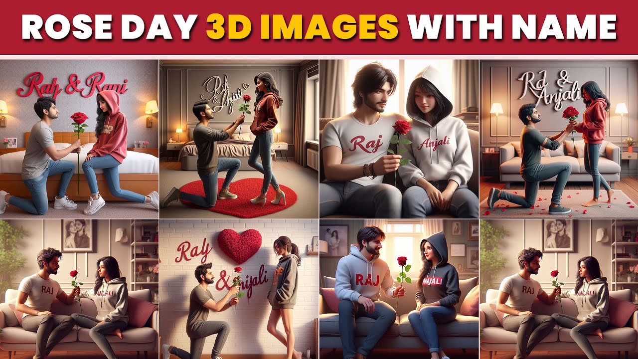 Create Rose Day 3D images with name | create 3d ai name images with bing ai | Valentine Day 2024