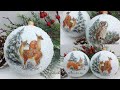 How To Make Snow Effect Christmas Ornaments DIY 🎄 Decoupage for beginners