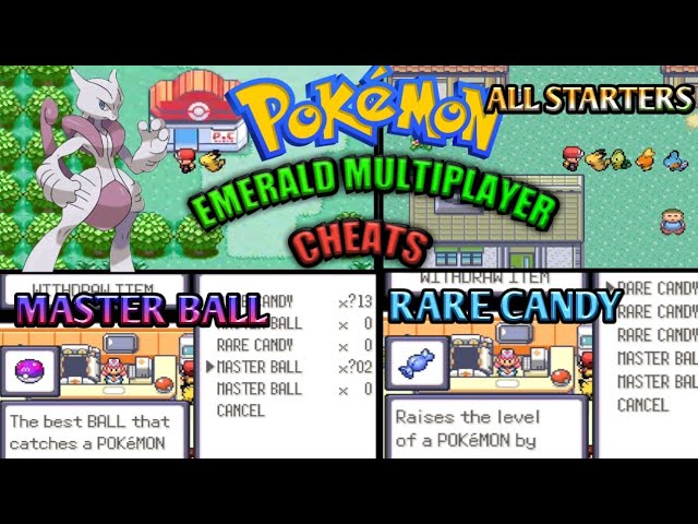 Pokemon Emerald Multiplayer cheat code for rare candy,master ball,All  starters 