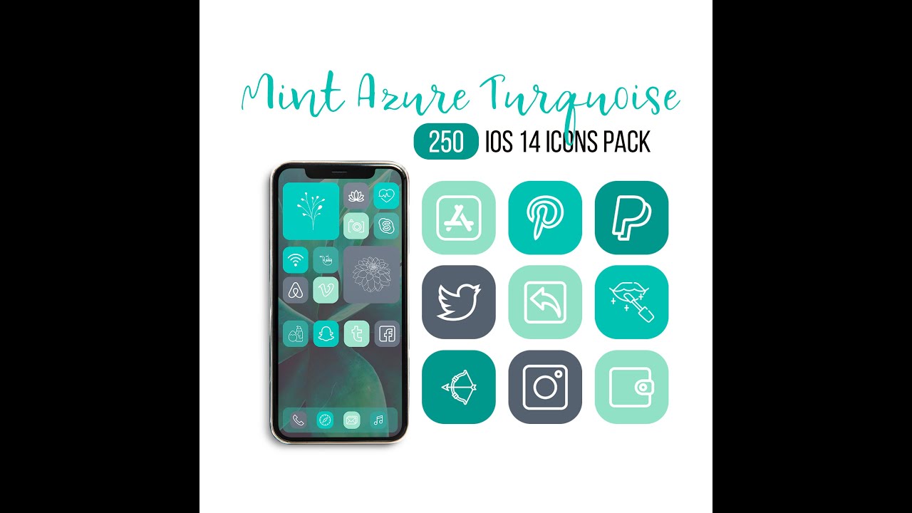 Mint Azure Ios14 Icons Aesthetic Soul Turquoise Home Screen Disaign Iphone Cyan App Icons Youtube