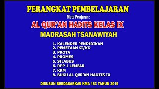Download Perangkat Pembelajaran (Prota, Prosem, Silabus, RPP) Al Qur'an Hadits Kelas 9 MTs
