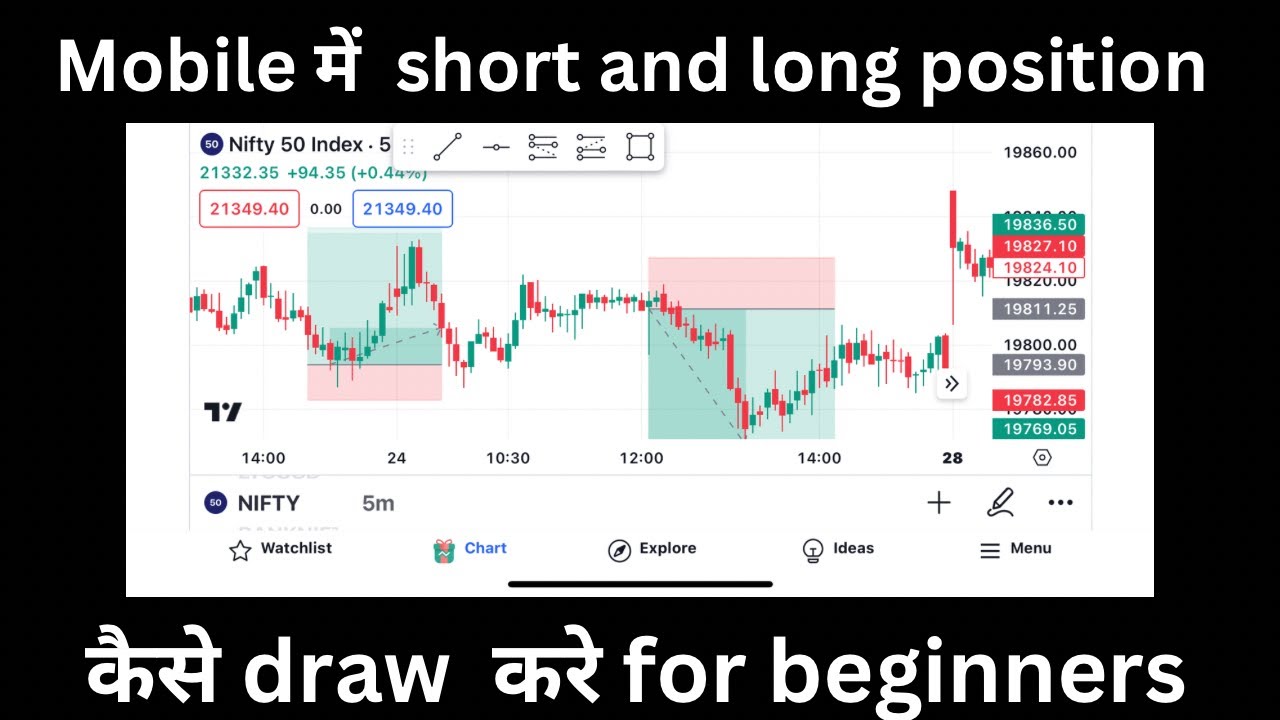 Mobile में Short and Long Position कैसे draw करे for beginners | # ...
