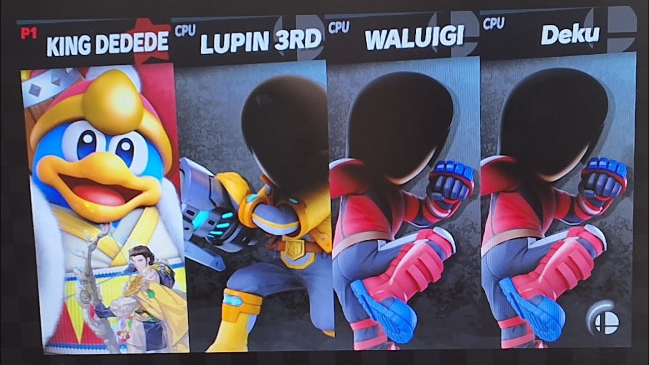 Super Smash Bros. Ultimate King Dedede vs. Lupin the third vs. Waluigi vs. Deku 