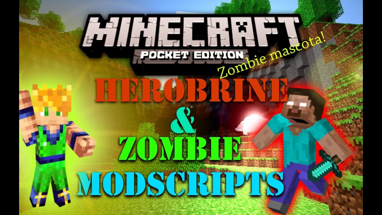 MINECRAFT PE HEROBRINE & ZOMBIE PET MOD - YouTube