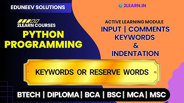 Input, Comments, Keywords, and Indentation | Keywords or Reserve Words available in Python Program