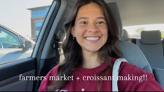 farmers market + croissant making vlog!🍓🥐👒🍋