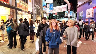 [4K] 🌺🌼 Shibuya Night View in Autumn 🍁 Tokyo,  Japan 💜🍇