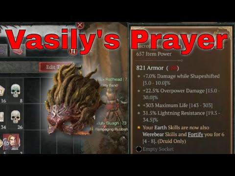 Diablo IV Unique Items -  Vasily's Prayer (Druid Helm)