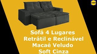 Americanas sofá 4 lugares retrátil e reclinável Macaé Veludo Soft Cinza @DMV1 screenshot 5