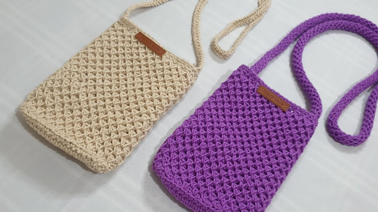 Porta celular, mini bag de crochet - YouTube