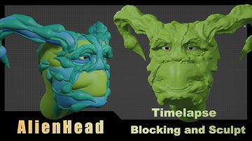 Timelapse blocking Sculpt a AlienHead in Blender with BlockSurfaces addon #blender, #3d, #animation