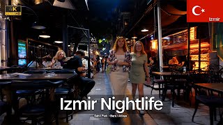 Night Walk In İzmir Alsancak Bars, Streets & Seaside Life No Talking, 4K