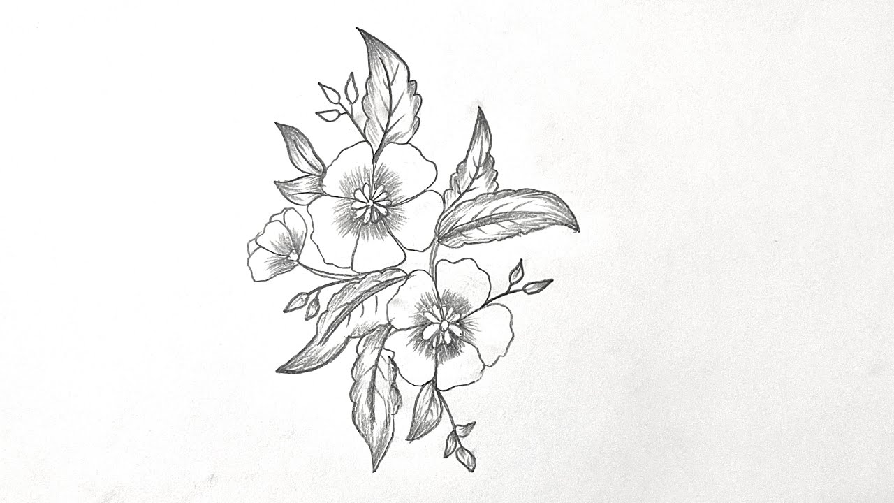 How to draw floral pencil sketch 🌺 | Pencil drawing | step by step for beginners | easy way to draw 