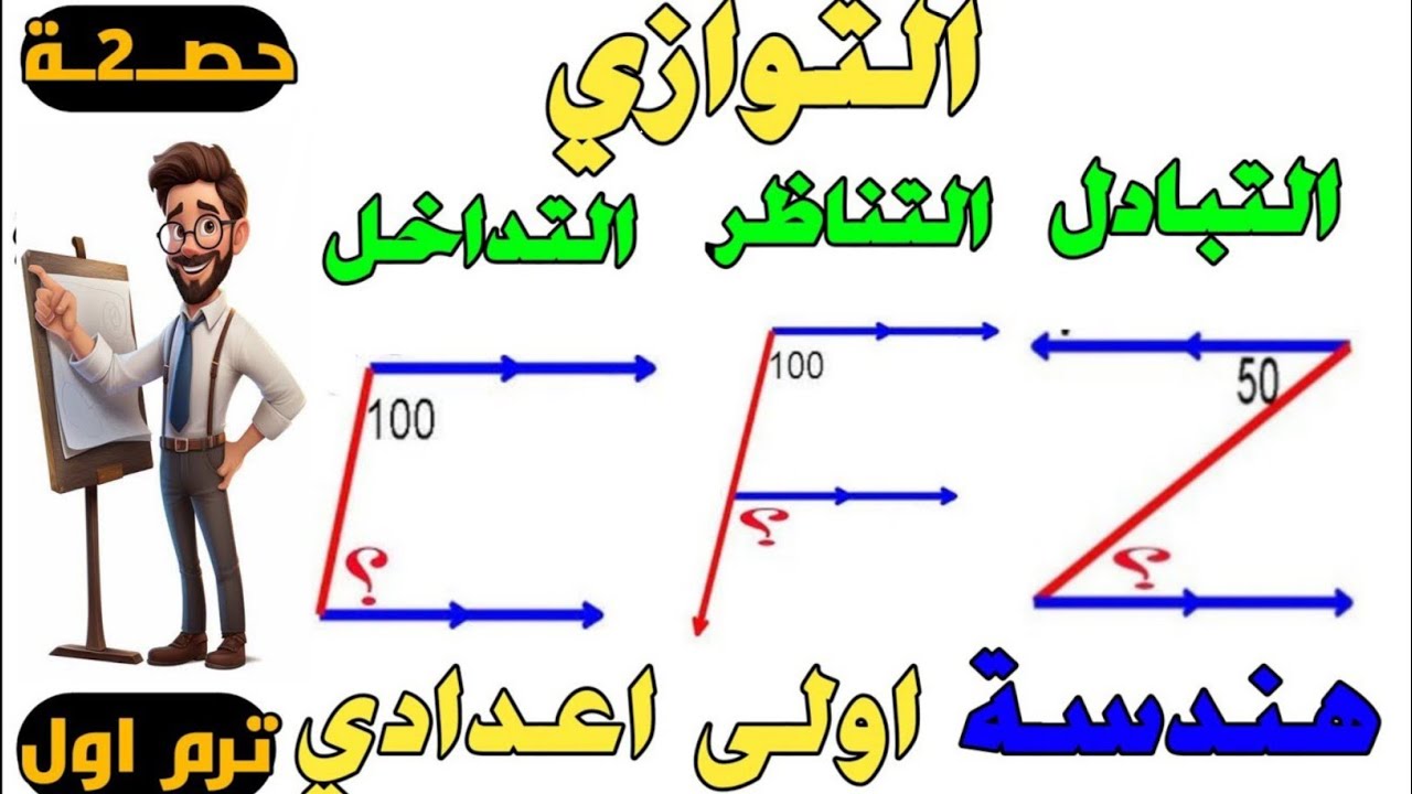 التوازي الدرس الثاني هندسة للصف الاول الاعدادي الترم الاول | حصــ2ــة