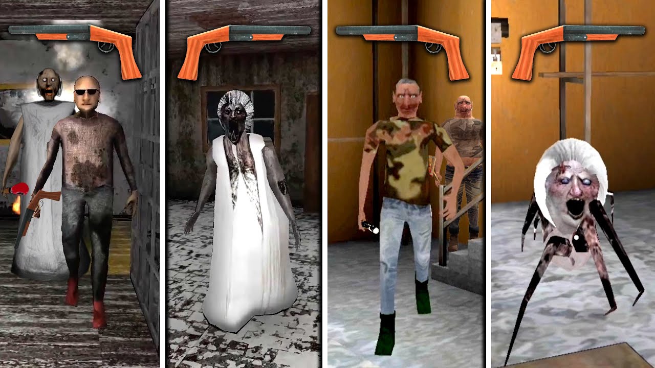 Grandpa Shotgun in All DVloper Games - Granny 1 2 3 All Chapters And The Twins