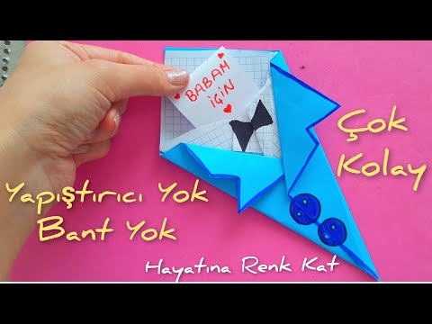 Babalar Günü Kart Yapımı ❤Bant ve Yapıştırıcı Kullanmadan🎈Çok Kolay ❤Bant Yok🎈Yapıştırıcı Yok🎈